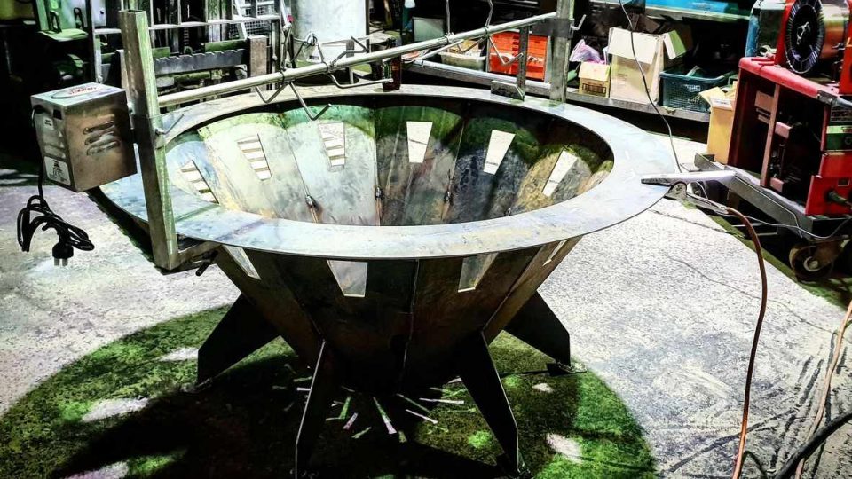 Fire Pit with roaster in Central Coast workshop