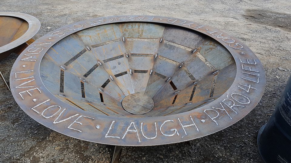 Large Australian made fire pit with customised wording